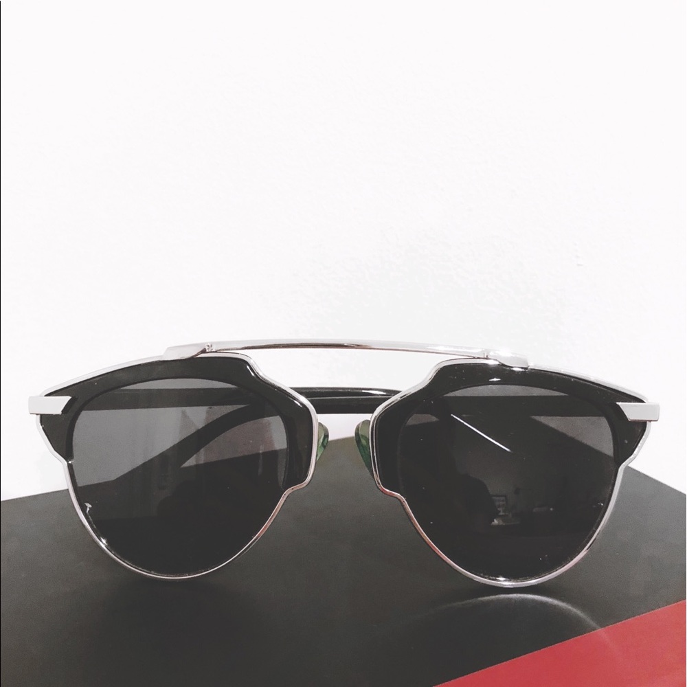 Black and Silver Sunglasses with Emerald Nosepads - Picture 2 of 3